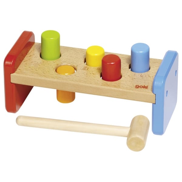 Goki Hammerspiel Goki Hammerbank, mit 5 bunten Holzstäben, ab 2 Jahre