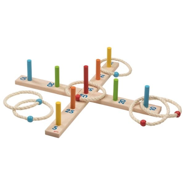 Goki Geschicklichkeitsspiele Goki Ringwurfspiel bunt mit 6 Sisalringen, Made in Germany, ab 3 Jahre