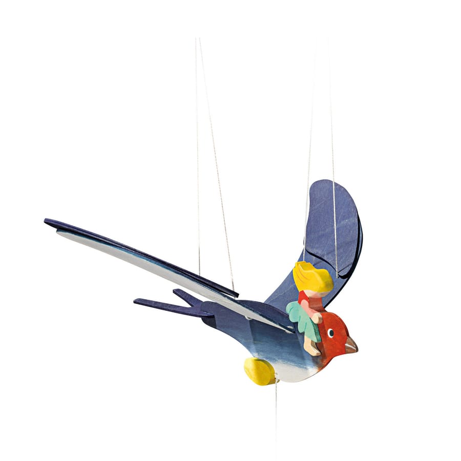 Ostheimer Mobile Mobile Elfenkind mit Schwalbe Holzmobile
