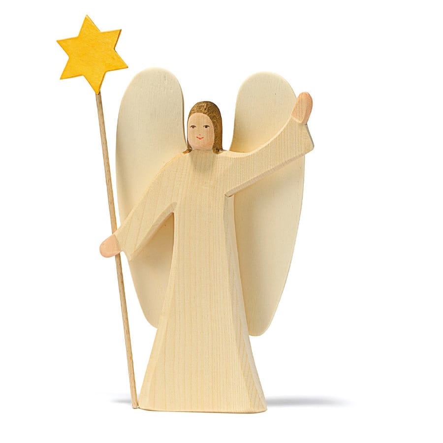 Ostheimer Action- & Spielzeugfiguren 24cm Ostheimer Engel mit Stern, handgefertigte Holzfigur, 23,5 cm, ab 3 Jahren