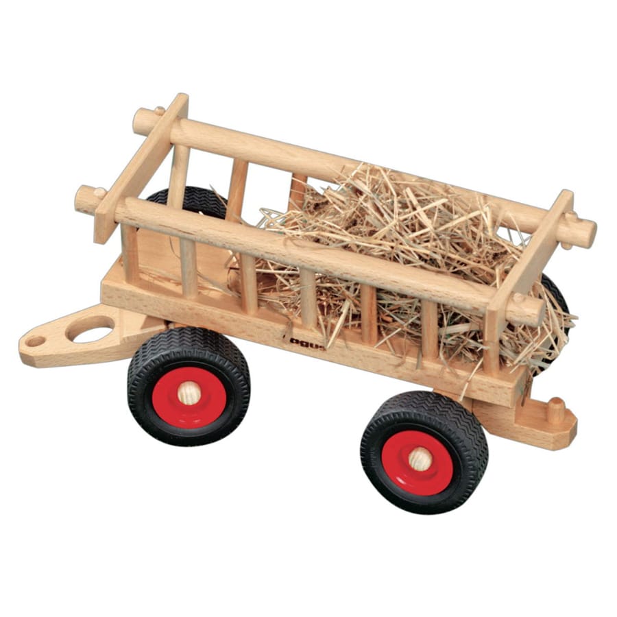 Fagus Holzfahrzeug Fagus Heuwagen aus Holz – Lenkbar, ab 2 Jahren, für Traktor & Schlepper
