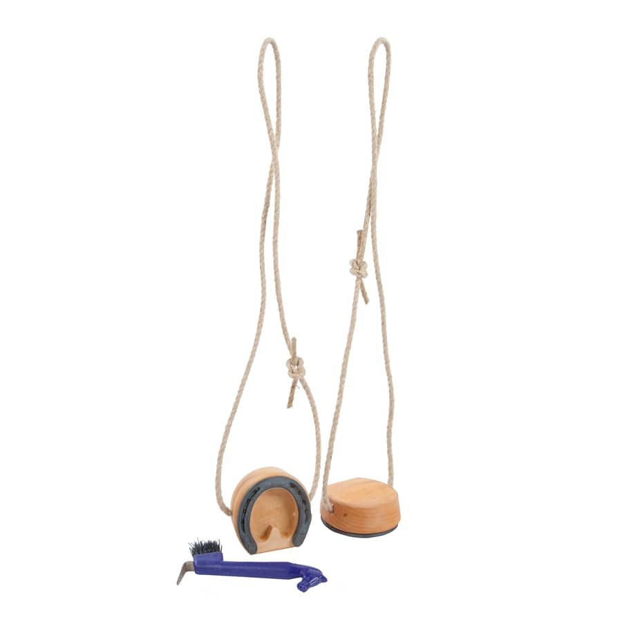 Jamso Design Bewegungsspielzeug Shaddy Hufe, Pferdehufe aus Holz mit richtigem Hufeisen, ab 4 Jahre