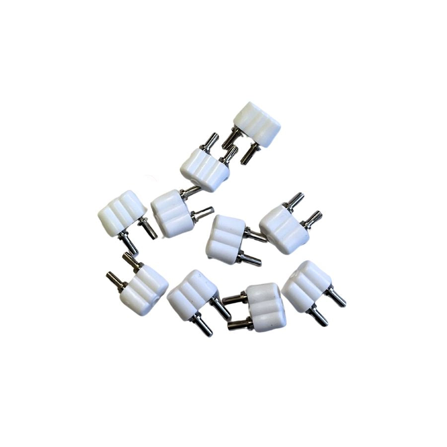 10× Stecker weiß mit langen Stiften – 8 mm Abstand, Kunststoff-Stecker