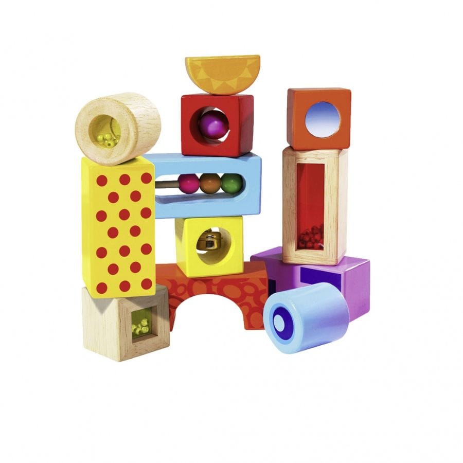 Eichhorn Bausteine & Bauspielzeug Eichhorn Color Klangbausteine – 12-teiliges Sound-Baustein-Set aus Holz ab 1 Jahr