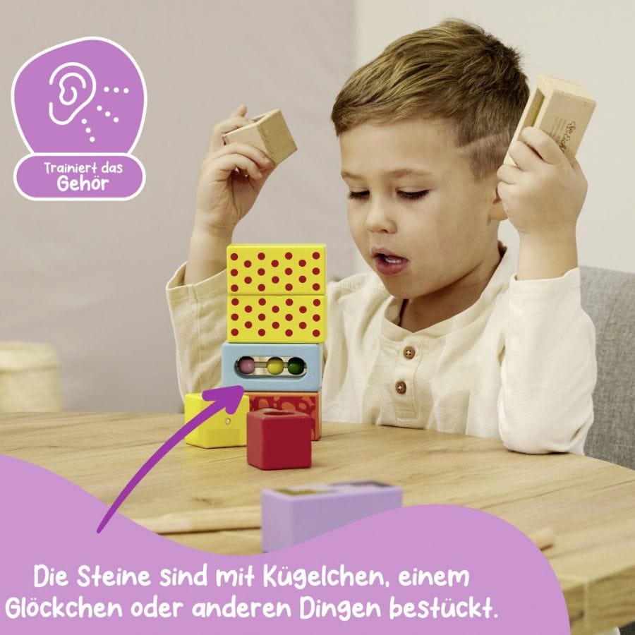 Eichhorn Bausteine & Bauspielzeug Eichhorn Color Klangbausteine – 12-teiliges Sound-Baustein-Set aus Holz ab 1 Jahr
