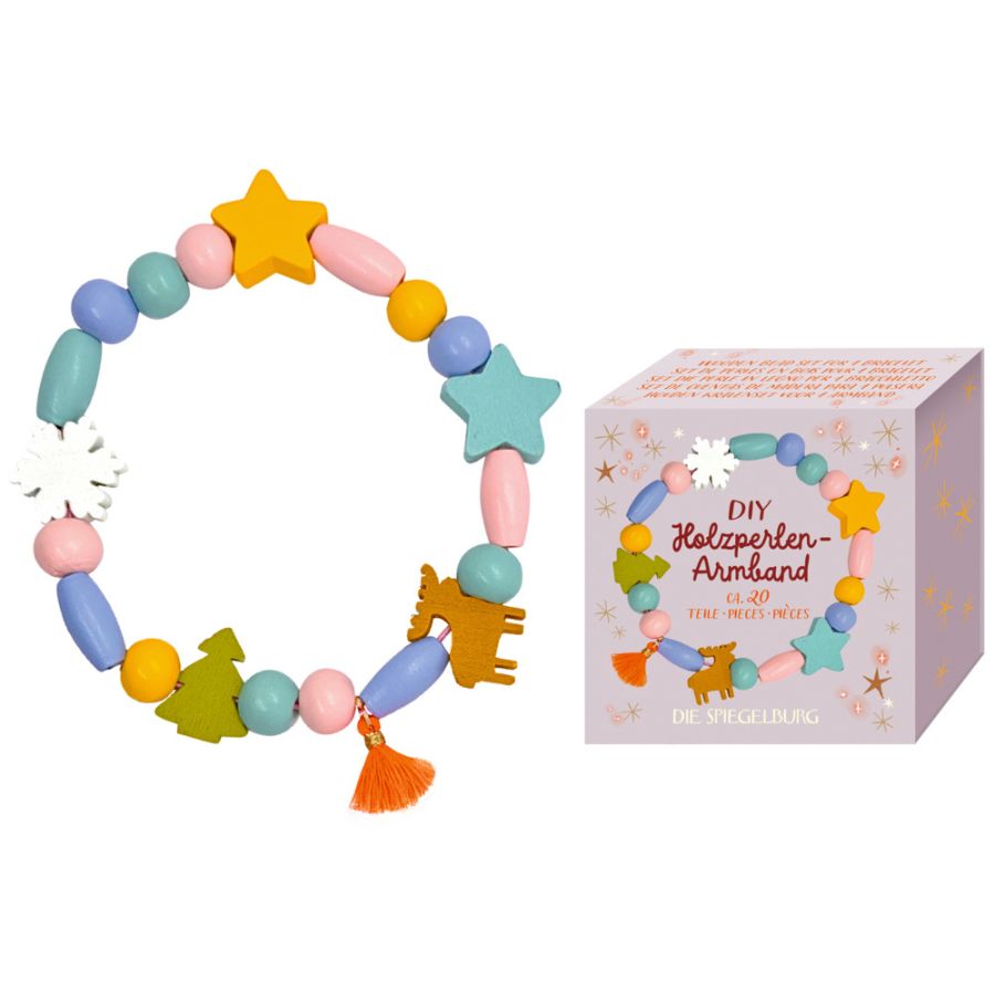 Spiegelburg DIY-Holzperlen-Armband – Wintertiere im Weihnachtswald