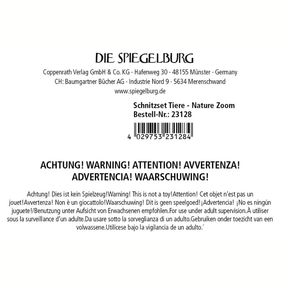 Coppenrath Kunst- & Bastelsets Nature Zoom Schnitzset Tiere – Kinder Schnitzset aus Holz mit 2 Rohlingen, Spiegelburg, ab 8 Jahren