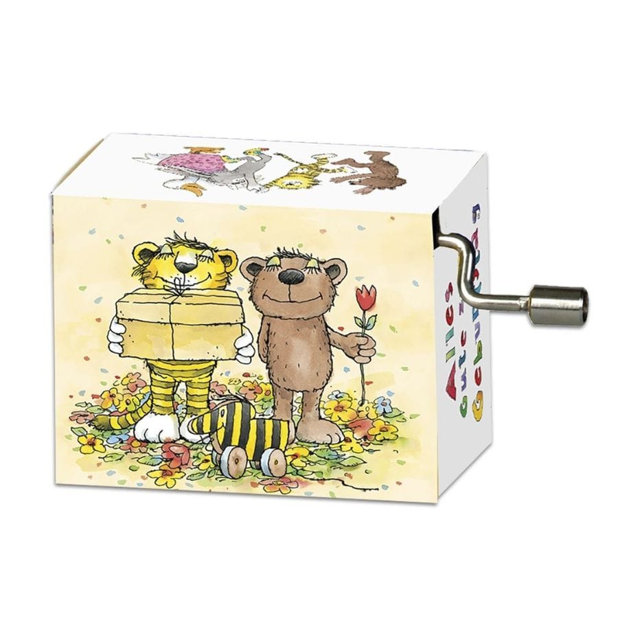 Fridolin Spieluhr Spieluhr „Happy Birthday“ mit Janosch-Motiv „Paket“ Kurbelspieldose