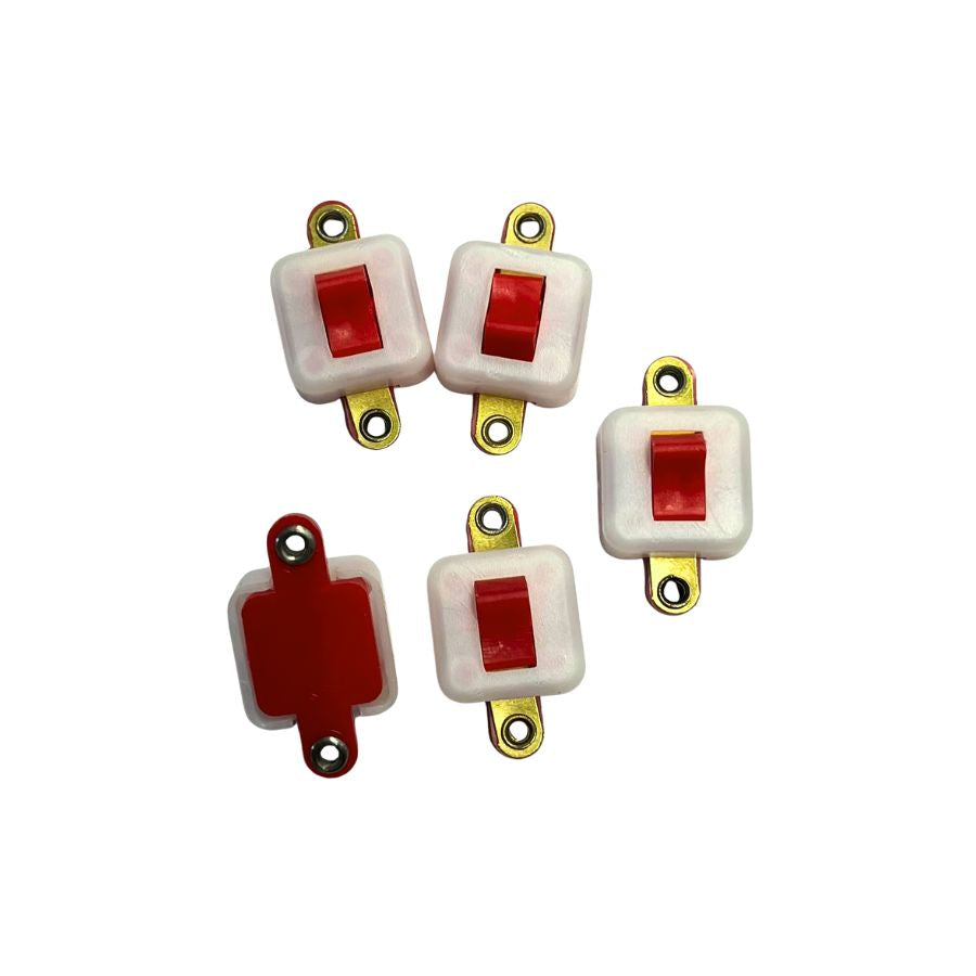 5× Wippschalter eckig weiß mit rotem Schalter – 3,5 V, Puppenhaus-Elektrik