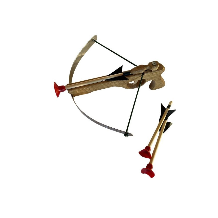 Holzkönig Kleine Armbrust 28 cm mit 3 Saugnapfpfeilen, Eichenholz