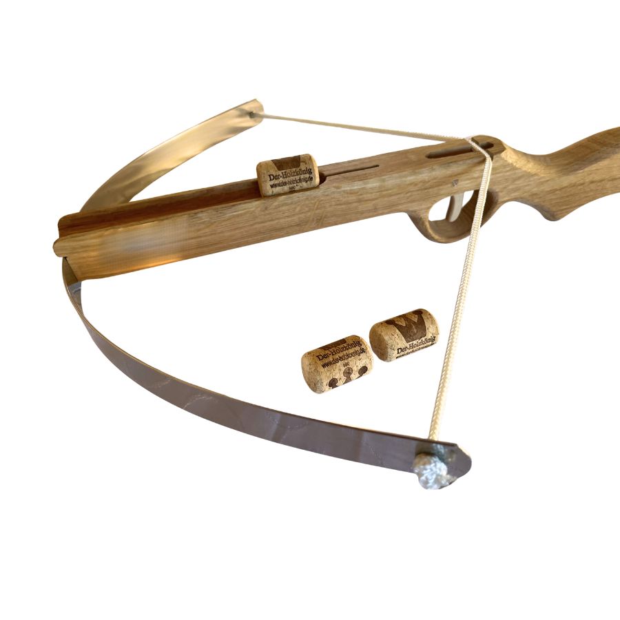 Holzkönig Große Kork-Armbrust aus Eichenholz mit 3 Korken