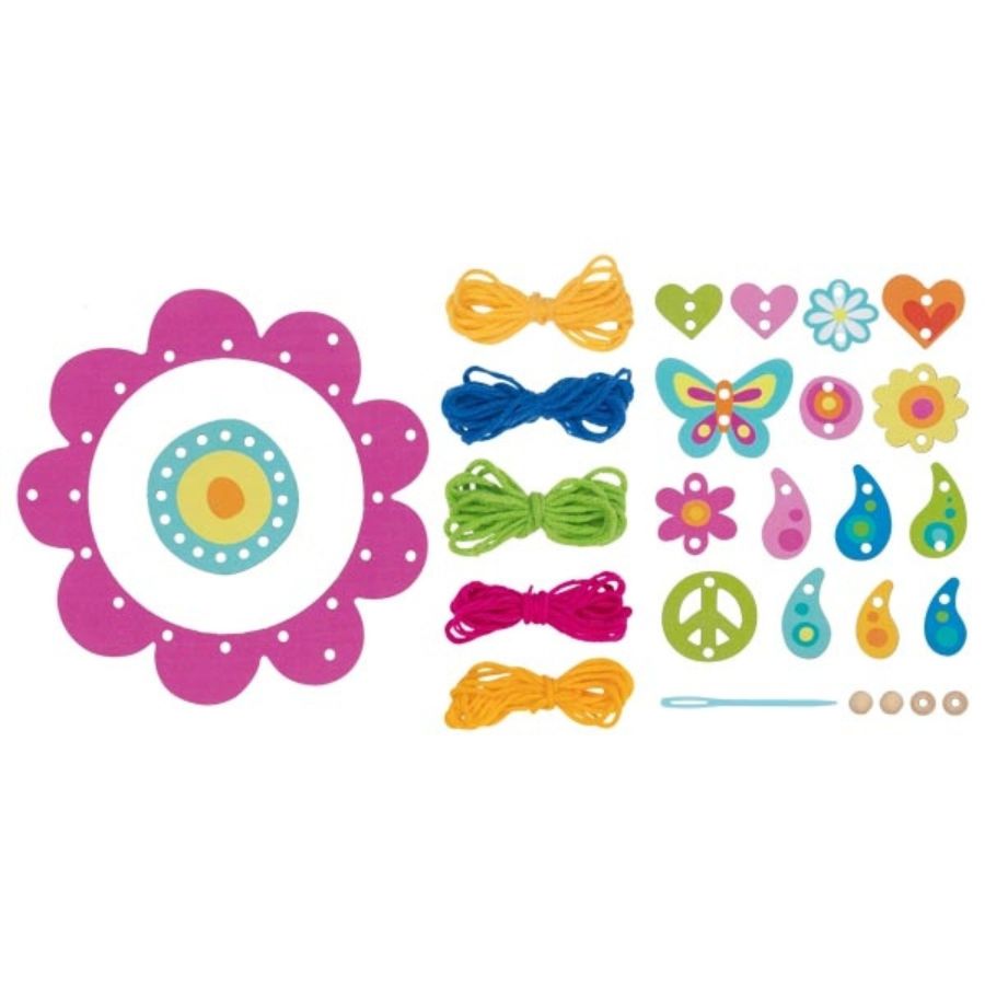 goki66 Bastelset Traumfänger Blütentanz, DIY Traumfänger aus Holz, 27 Teile, ab 5 Jahren