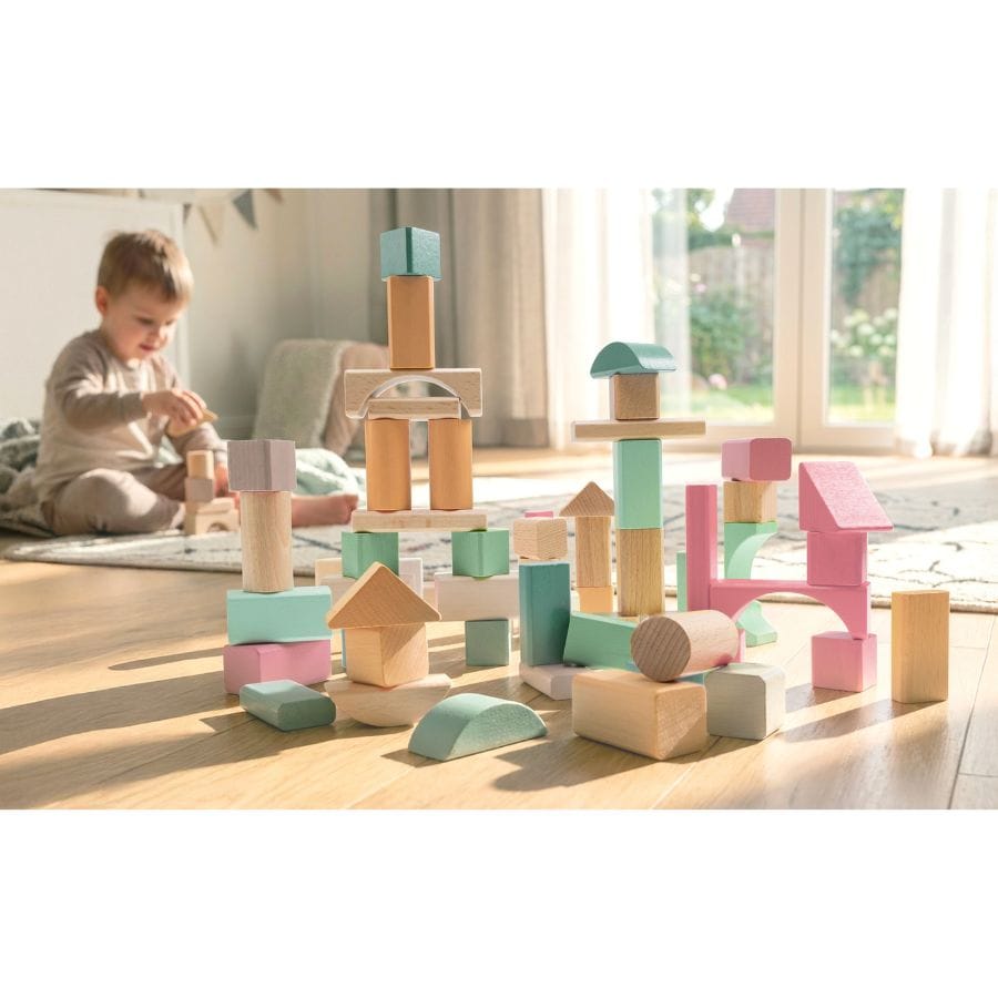 HEROS Holzbausteine HEROS Holzbausteine Soft Neutral Colours – 60-teilig ab 1 Jahr, Made in Germany