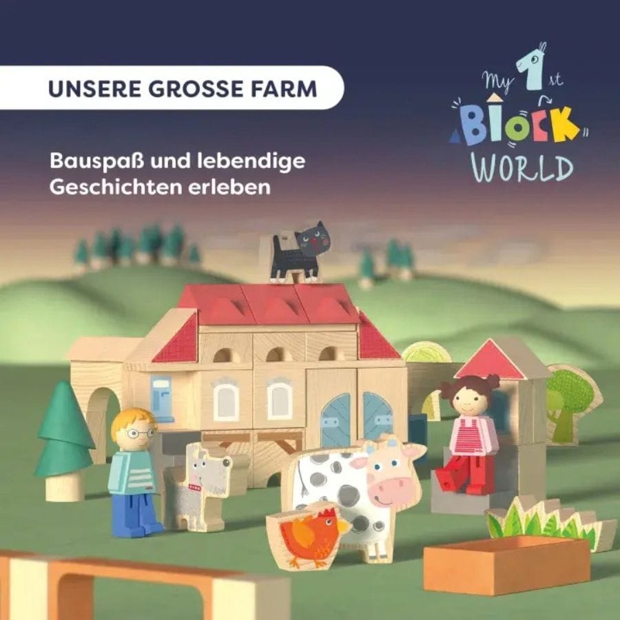 HABA Bausteinwelt My 1st Block World – Unsere große Farm mit 41 Teilen ab 1 Jahr