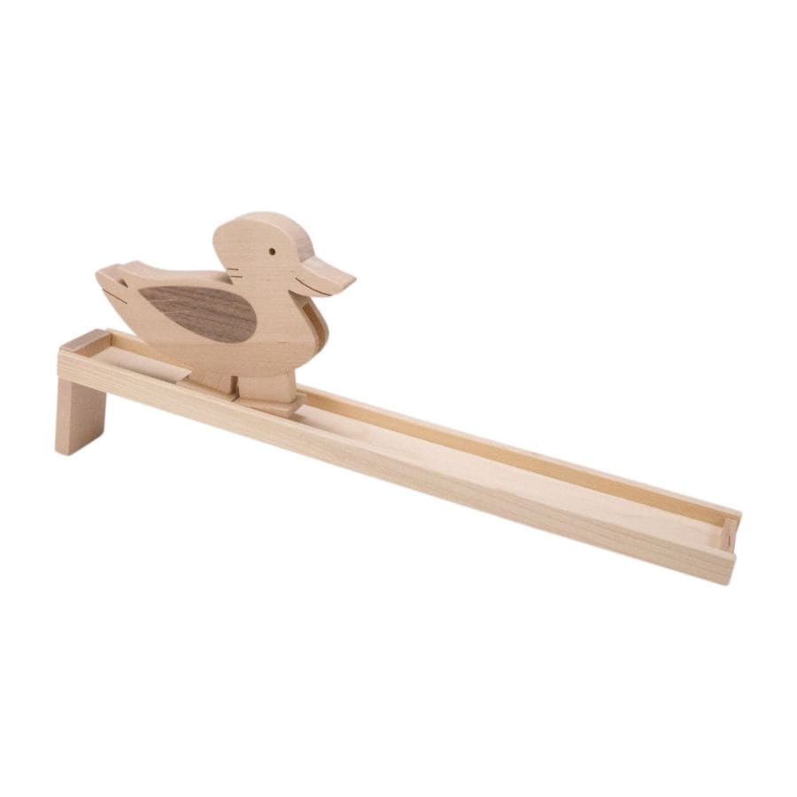 Gico Aktivspielzeug Ente Lauftier Igel, Elefant oder Ente aus Holz mit Rampe – Wackeltier aus Holz
