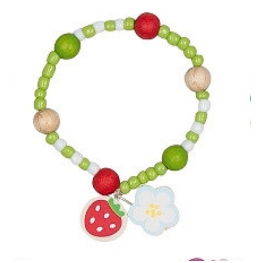 Goki Kinderschmuck Erdbeere goki Armband – Bunter Armschmuck aus Holz ab 4 Jahren