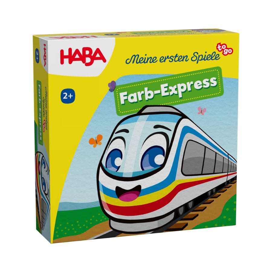 HABA Meine ersten Spiele to go – Farb-Express, Spielschachtel mit buntem Zug-Motiv, ab 2 Jahren