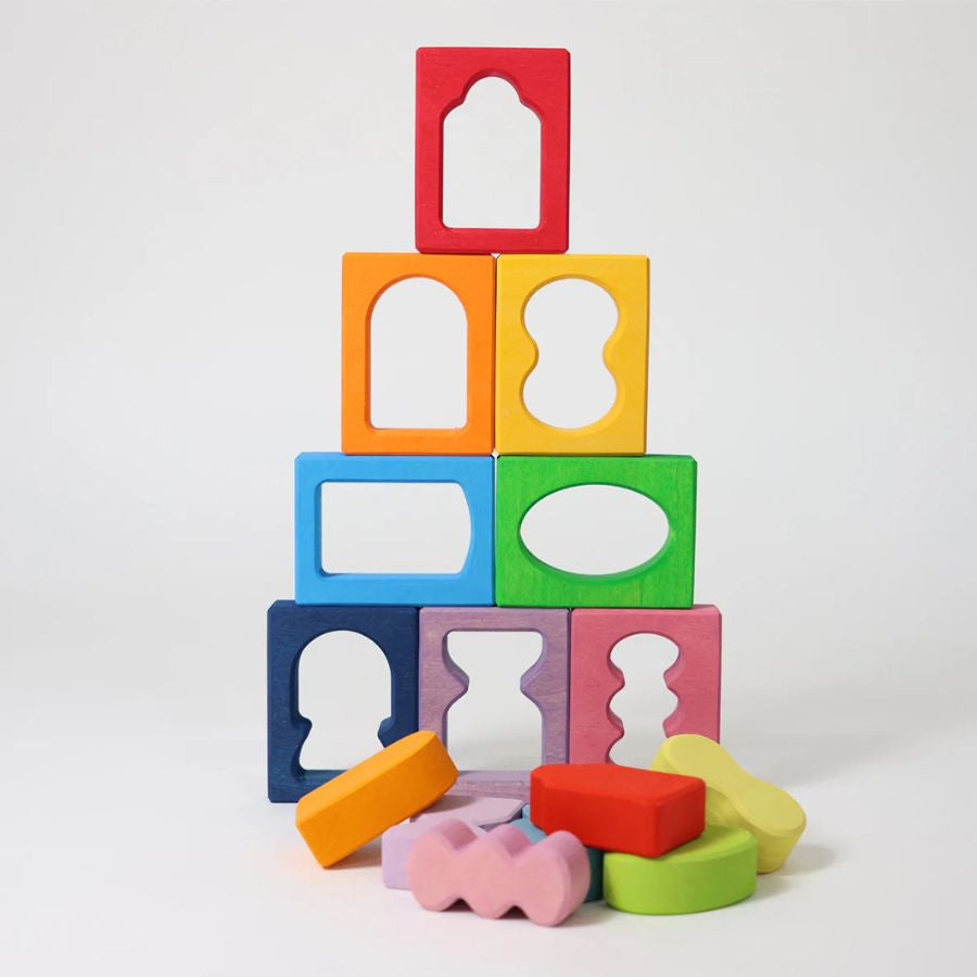 GRIMM’S Bauspiel Fenster – Farbenfrohes Holzbauspiel ab 1 Jahr