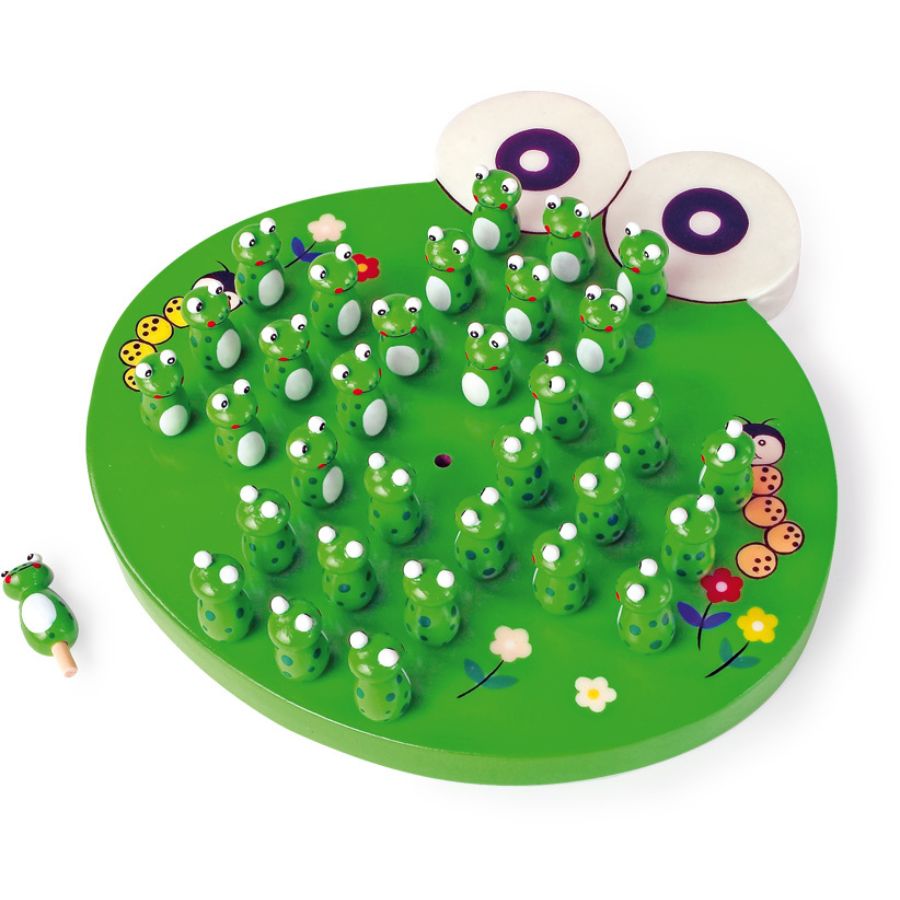 small foot Solitär Frosch Holzspiel – Logikspiel ab 5 Jahren