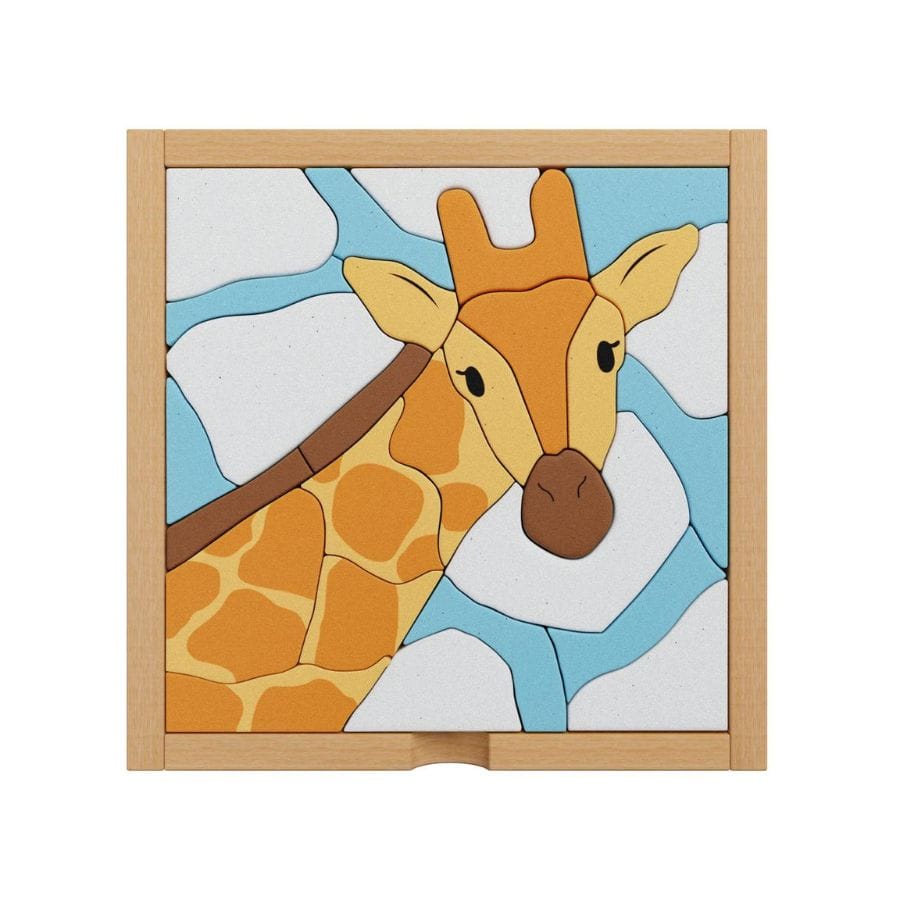 Stellavan & Papa Puzzle Mila die Giraffe – 3-in-1 Holzpuzzle mit Verpackung, Lifestyle-Aufnahme