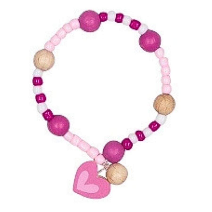 Goki Kinderschmuck Herz/Naturkugel goki Armband – Bunter Armschmuck aus Holz ab 4 Jahren