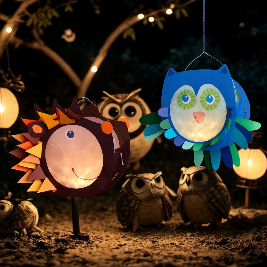 HABA Sachenmacher Klammerlaternen Eule & Igel – Bastelset Herbst ab 5 Jahren