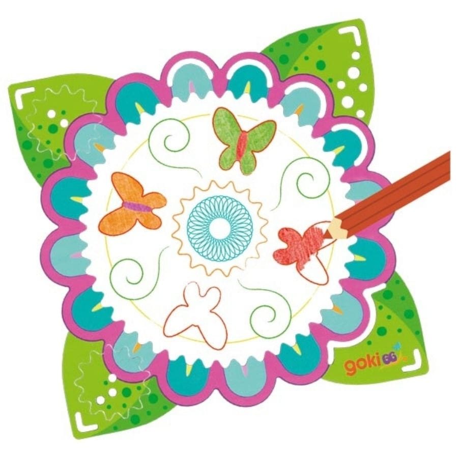 Goki Kreativspielzeug Mandala Spirograph von goki – Kreatives Zeichenspiel aus Holz ab 4 Jahren