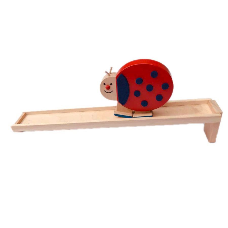 Gico Lustiges Lauftier Marienkäfer – Wackeltier aus Holz, Rampe 37 cm, ab 3 Jahren