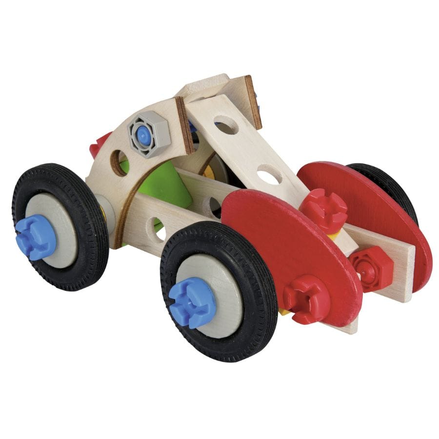 HEROS Bausteine & Bauspielzeug Heros Constructor Rennwagen – 50-teiliges Holz-Bauset für 3 verschiedene Autos ab 3 Jahren