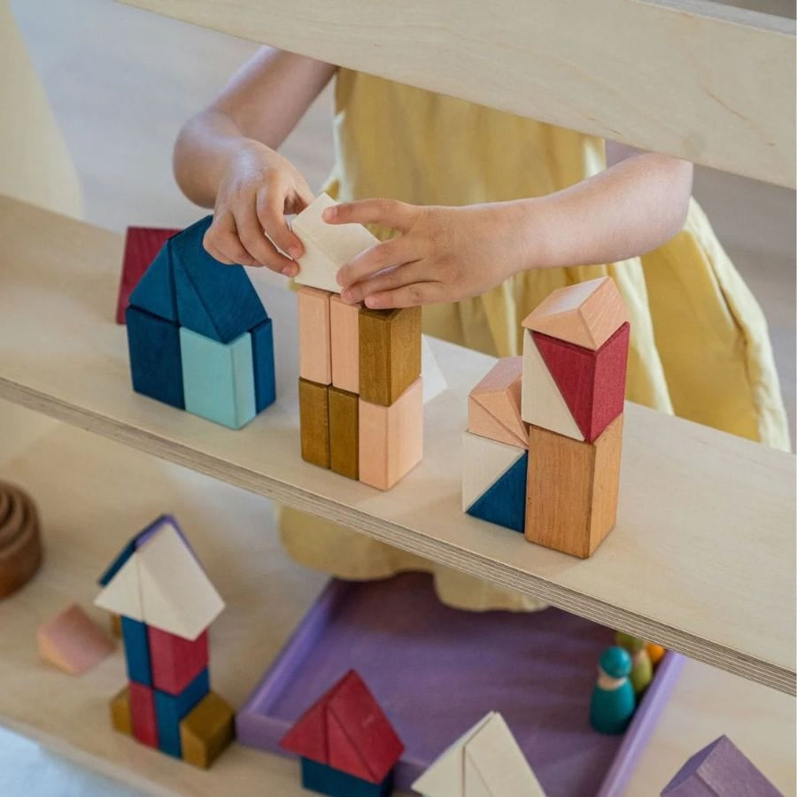 GRIMM'S Bausteine & Bauspielzeug Grimm’s Kleiner Baukasten Rhythm – Geometrischer Holzbaukasten, ab 1 Jahr