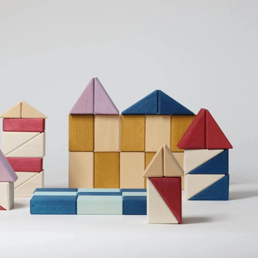 GRIMM'S Bausteine & Bauspielzeug Grimm’s Kleiner Baukasten Rhythm – Geometrischer Holzbaukasten, ab 1 Jahr