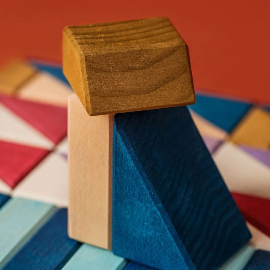GRIMM'S Bausteine & Bauspielzeug Grimm’s Kleiner Baukasten Rhythm – Geometrischer Holzbaukasten, ab 1 Jahr