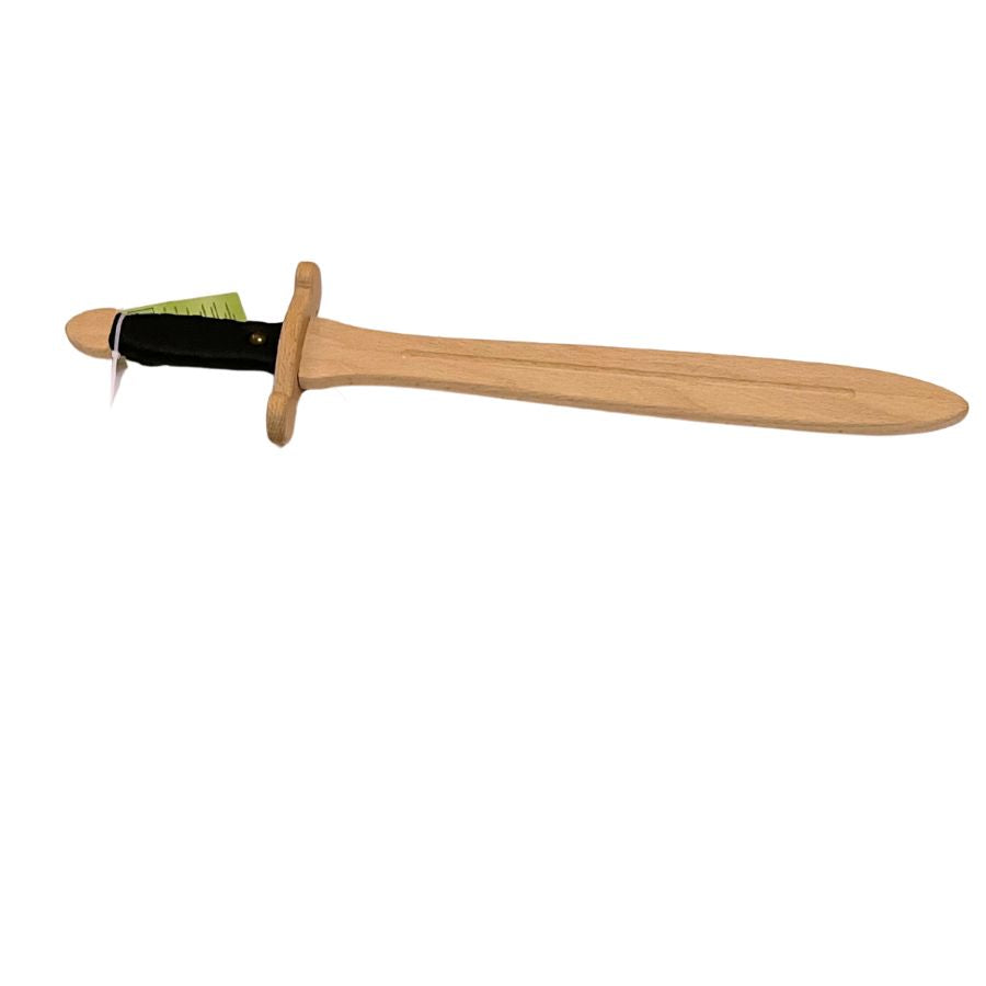 Holzkönig Holzschwert 49 cm – Buchenholz mit rotem oder schwarzem Ledergriff