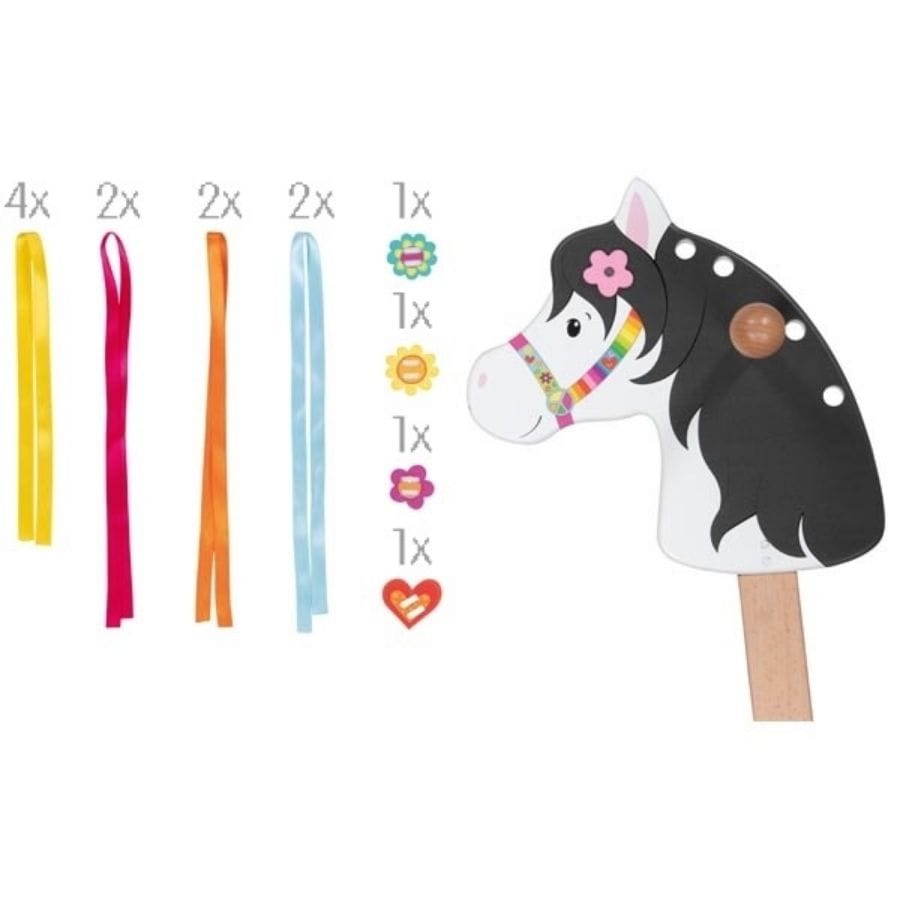 Goki Bewegungsspielzeug Goki Steckenpferd Lili – farbenfrohes Hobby Horse aus Holz ab 3 Jahren