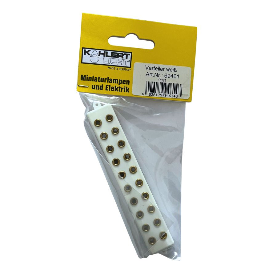 Verteiler weiß – 10 Steckplätze für Puppenhaus-Elektrik (3,5 V) Kahlert, ab 3 Jahre