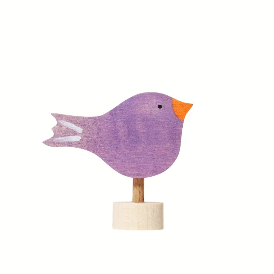 GRIMM'S Geburtstagsdekoration Grimm's Steckfigur sitzender Vogel aus Holz – handbemalte Dekofigur für Geburtstagsring