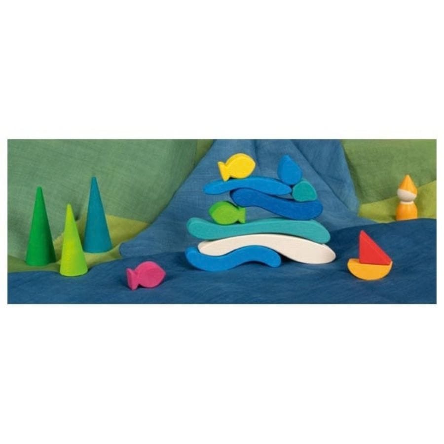Goki Bausteine & Bauspielzeug Goki Stapelspiel „Wasserwelt“ – goki evolution Holzspielzeug, ab 3 Jahre