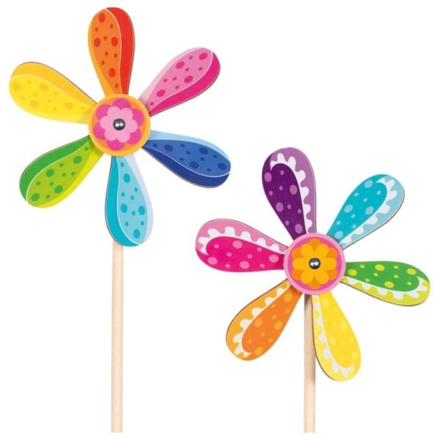 Goki Dekoration goki Windmühle „Wirbelwind“ – buntes Windrad aus Holz für Garten & Balkon