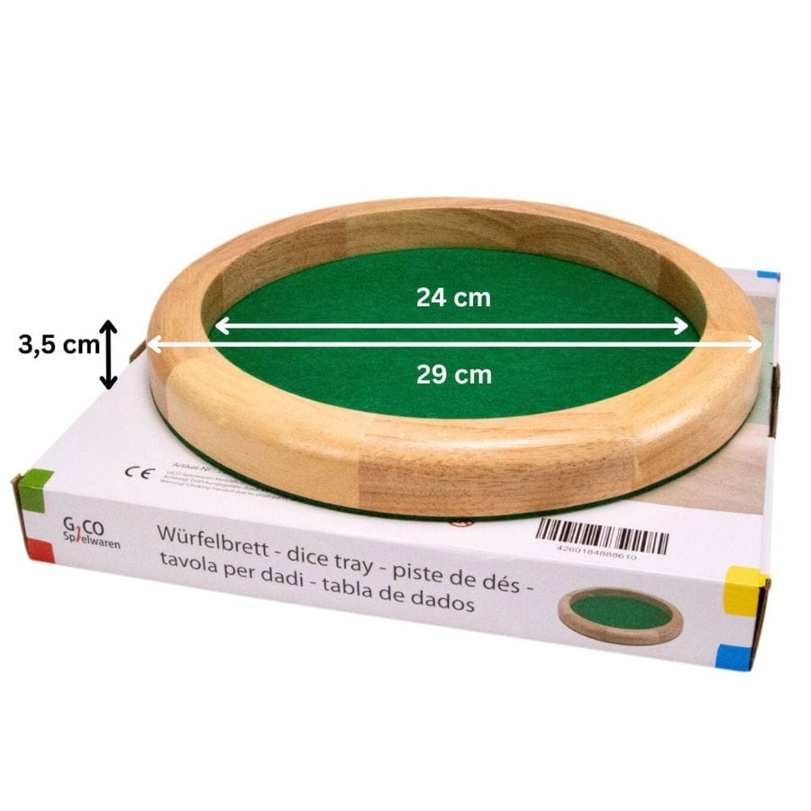 Gico Gesellschaftsspiel GICO Würfelteller rund aus Holz – Würfelbrett mit Filzeinlage, 29 cm