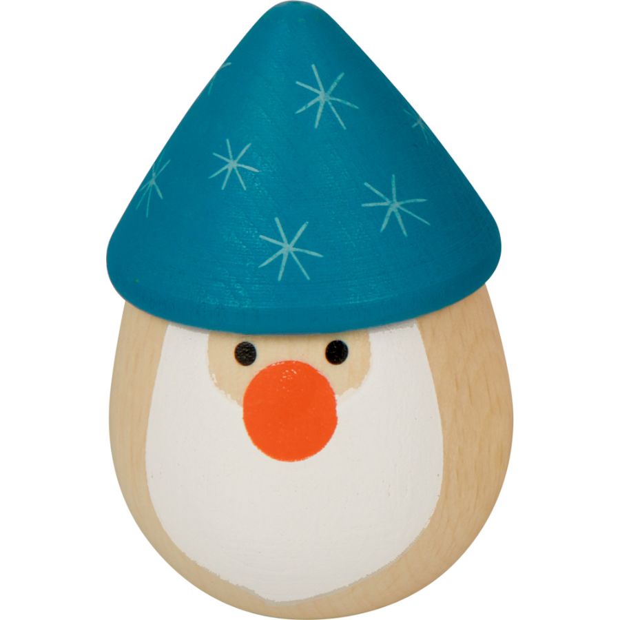 Spiegelburg Rassel-Ei Santa aus Holz – Wintertiere im Weihnachtswald
