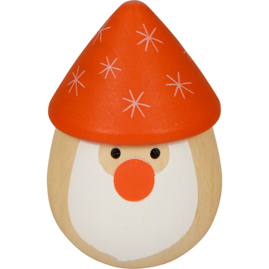 Spiegelburg Rassel-Ei Santa aus Holz – Wintertiere im Weihnachtswald