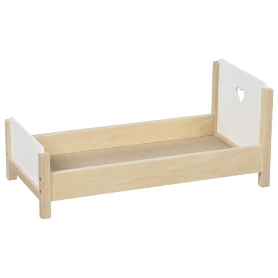 Goki Puppen und Zubehör Goki Puppenbett Herzträume aus Massivholz, Holz-Puppenbett ab 3 Jahren, 56,7 cm