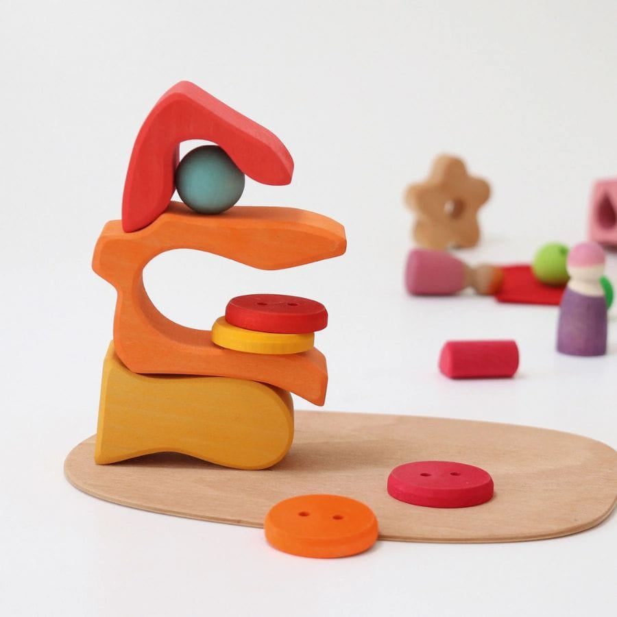 GRIMM'S Bausteine & Bauspielzeug GRIMM’S Spielwelt Blumenwiese – Starter-Set Holzspielzeug für kreatives Spielen ab 3 Jahren