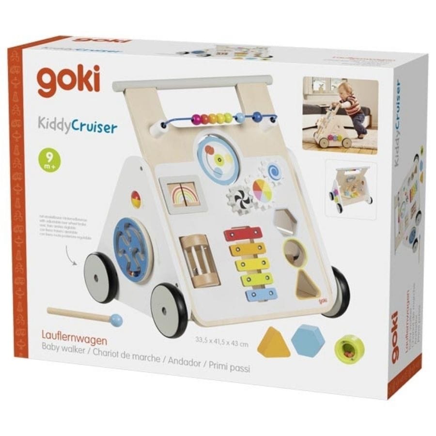 Goki Baby-Aktiv-Spielzeug Goki Lauflernwagen KiddyCruiser aus Holz – Motorikspielzeug ab 9 Monaten