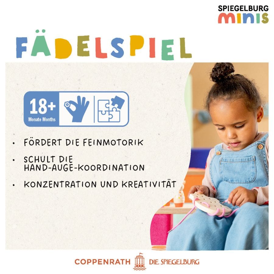 Spiegelburg Fädelspiel minis Holz-Fädelspiel Bauernhof – Pferd, Kuh, Schwein oder Schaf, ab 18 Monaten