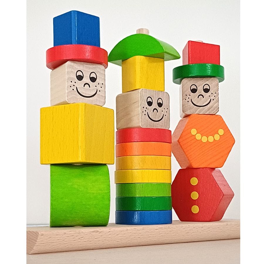 HEROS Sortier-, Stapel- & Steckspielzeug Heros Play and Learn Stapelpuzzle Figuren – 21-teiliges Steckspiel aus Holz ab 1 Jahr