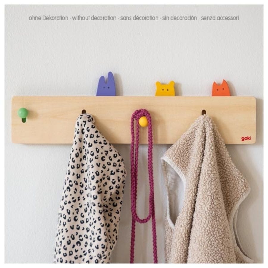 Goki Kinderzimmer Accessoires goki Garderobe Kuckulino aus Holz – Kindergarderobe mit Tierköpfen