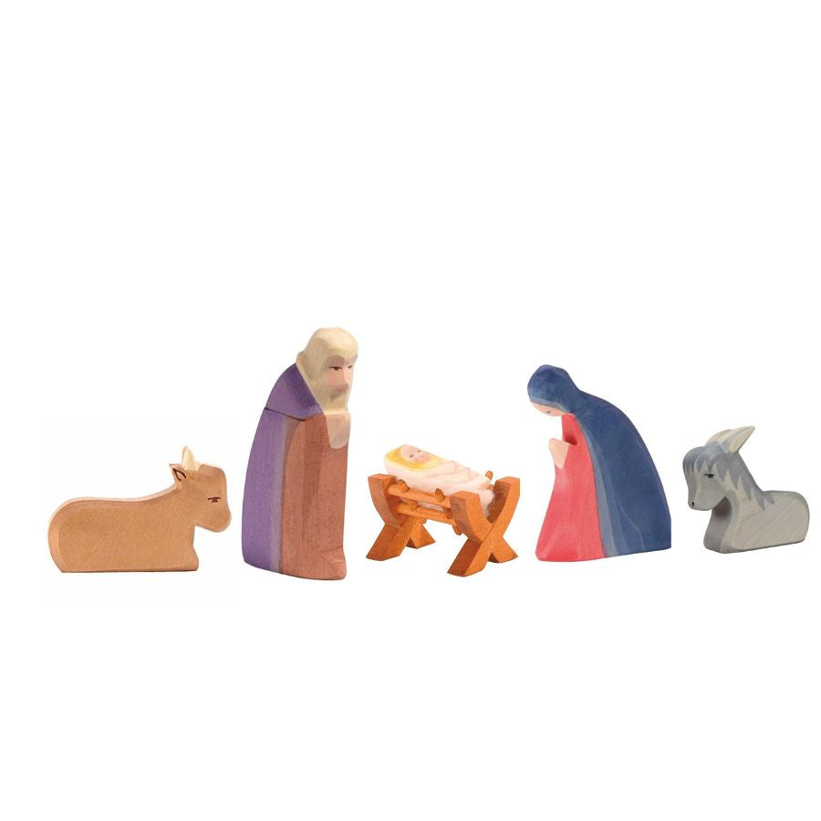 Ostheimer Heilige Familie 6-teilig, Maria, Josef, Krippe mit Kind II, Ochse und Esel