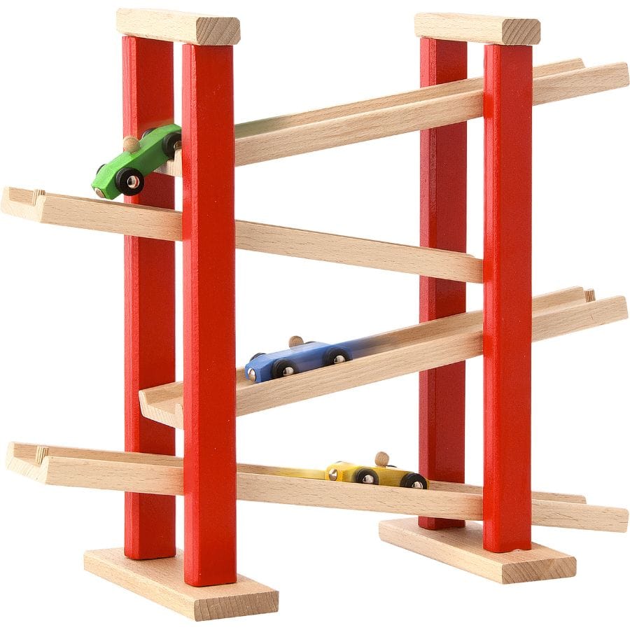 Heros Play and Learn Rennstrecke – Zickzack-Autorennbahn aus Holz ab 1 Jahr