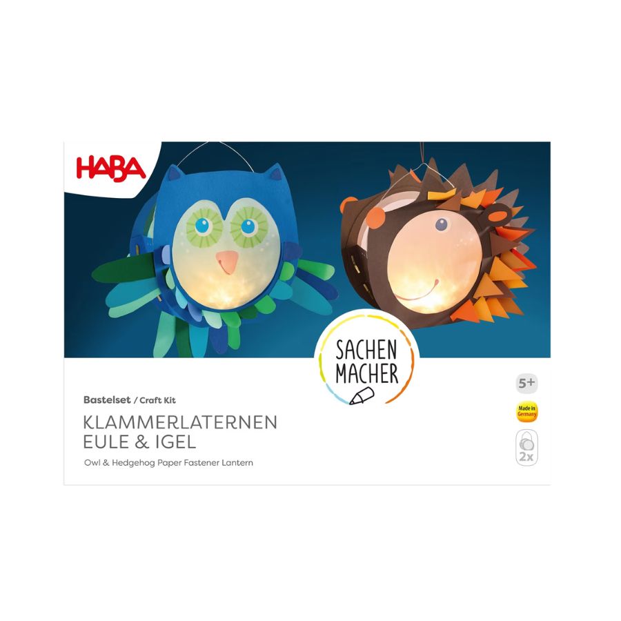 HABA Sachenmacher Klammerlaternen Eule & Igel – Bastelset Herbst ab 5 Jahren